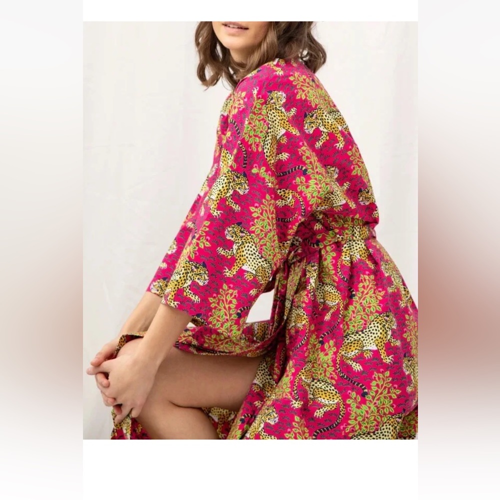 PRINTFRESH Print Fresh Bagheera Cotton Leopard Hot Pink Robe L/XL